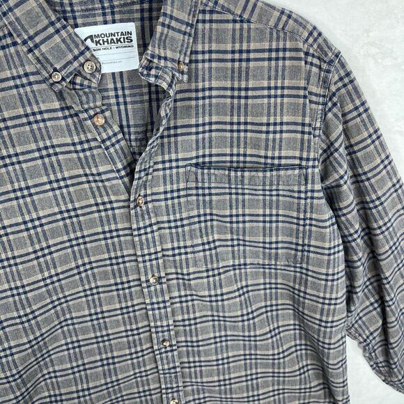 Mountain khakis gauzy cotton beige check button down long sleeve shirt medium - Picture 4 of 9